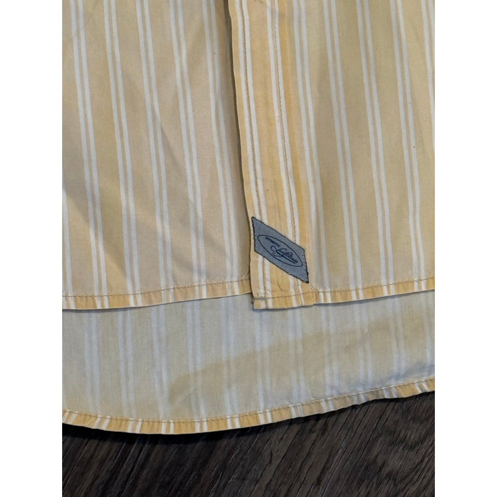 Levi’s Mens Yellow/White Striped Button Up Shirt Long Sleeve 100% Cotton Sz Med - Picture 3 of 10